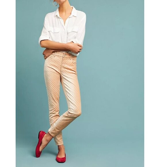 Anthropologie Pilcro Velvet High-Rise Skinny Ankle Polka Dot Pants - Picture 3 of 16
